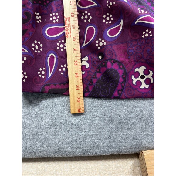 Banana Republic Silk Purple Pink Paisley Print 3/4 Sleeve Pleated Dress Size 2 - Picture 12 of 16
